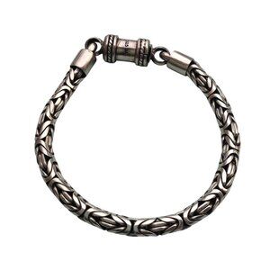 Sterling Silver 925 Byzantine Bracelet  w Barrel Clasp 7.5"